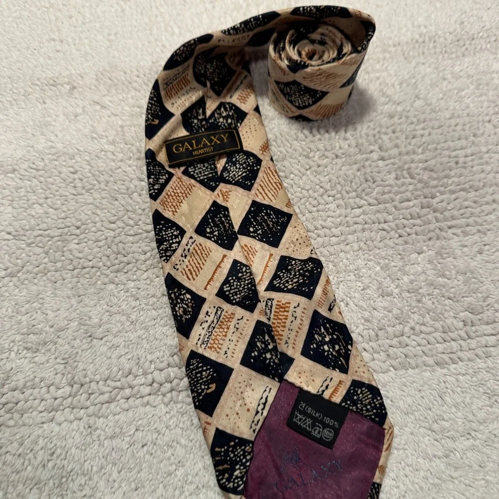 Cambridge Classics Tie Mens OS Multicolor Silk Art‎ Deco Geometric Rockabilly